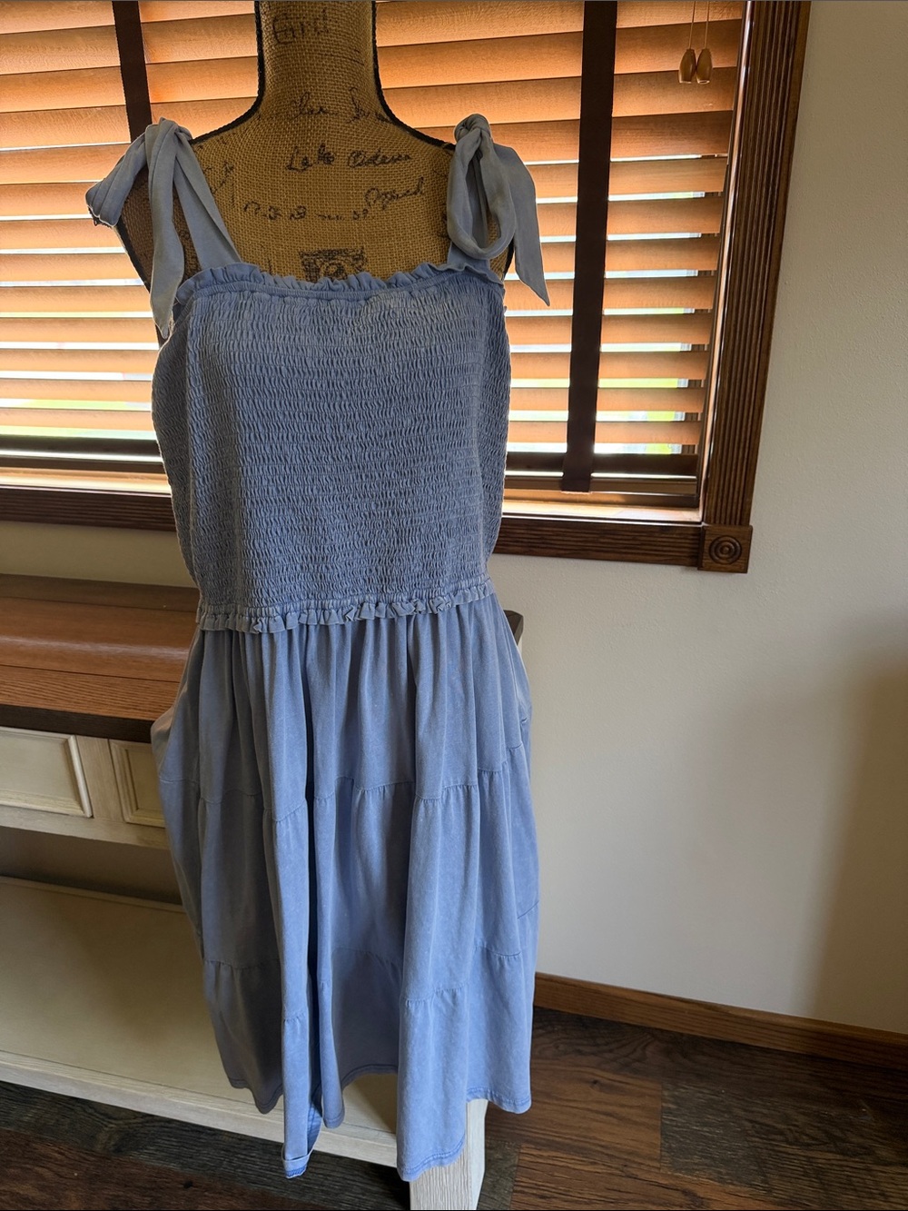 Women’s Distressed Purple Smocked Maxi Dress No Sleeve - 3X